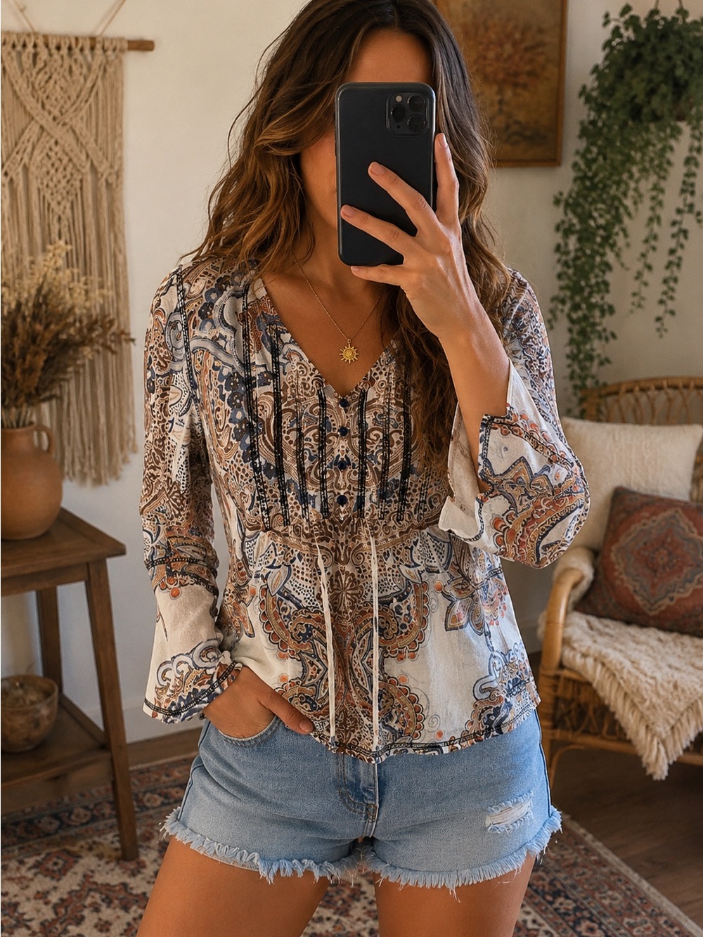 ONE WORLD Multicolor Paisley Blouse